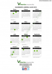 Calendario laboral 2016 Vitoria Gasteiz Álava